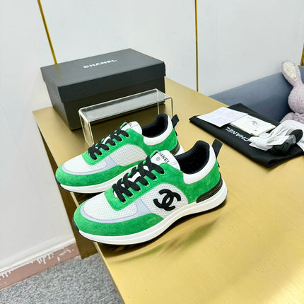 CLASSIC TRAINER IN GREEN MIX WHITE MERCERIZED VELVET