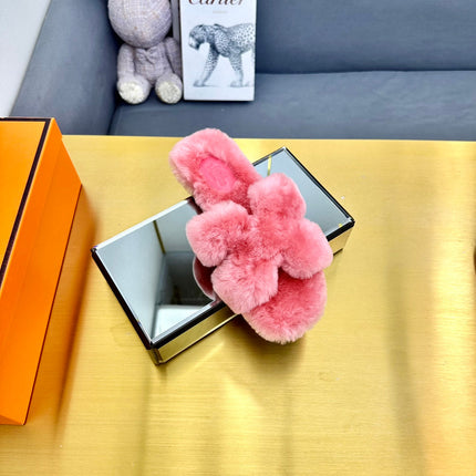 0RAN SHEARLING SANDALS DARK PINK