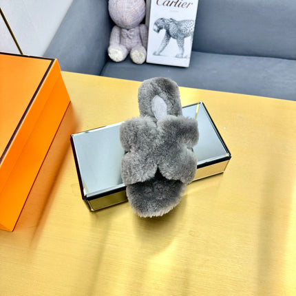 0RAN SHEARLING SANDALS SMOKE GRAY