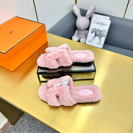 0RAN SHEARLING SANDALS BABY PINK