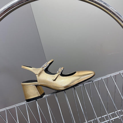 JACKIE 50 PUMP METALLIC GOLD LAMBSKIN