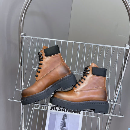 PRA LACE-UP BOOTS OMBRE CARAMEL CALFSKIN