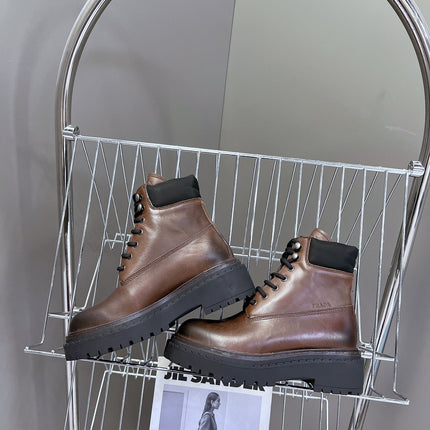 PRA LACE-UP BOOTS OMBRE CHOCOLATE CALFSKIN