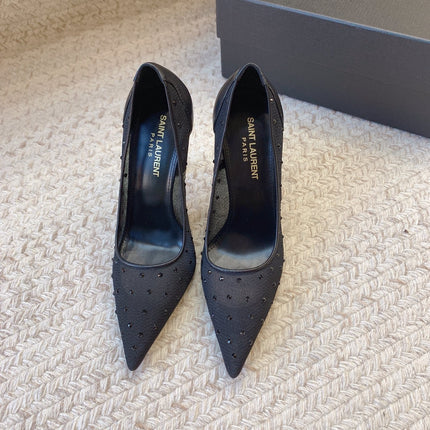 NORMA PUMPS IN BLACK MESH ATTACHED CRYSTALS
