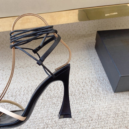 LIZA SANDALS IN BLACK AND NUDE SILK