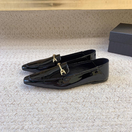 LOAFERS WITH GOLD HARDWARE IN BLACK GLOSSY CALFSKIN