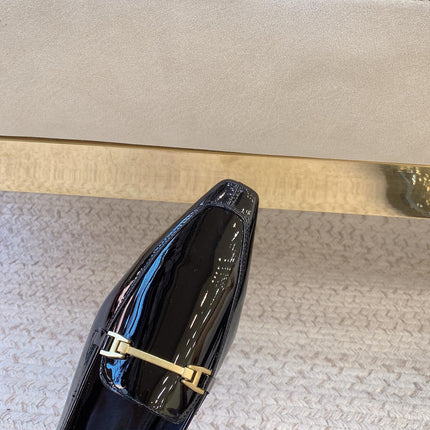 LOAFERS WITH GOLD HARDWARE IN BLACK GLOSSY CALFSKIN
