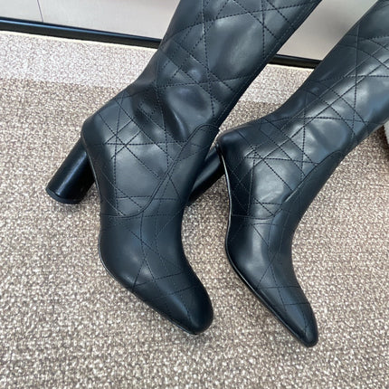 DIOR 25S D-SHADOW COUTURE SERIES BOOTS 90MM IN BLACK CALFSKIN