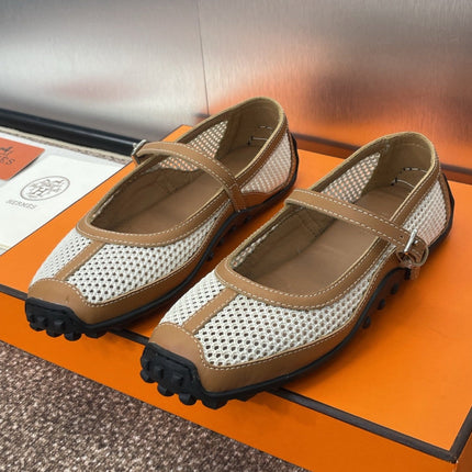 KICHU BALLET FLAT IN BRONZE BROWN CROCHET KNIT AND CALFSKIN