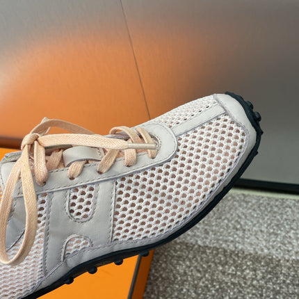 KIGA SNEAKER IN LIGHT PINK CROCHET KNIT AND CALFSKIN