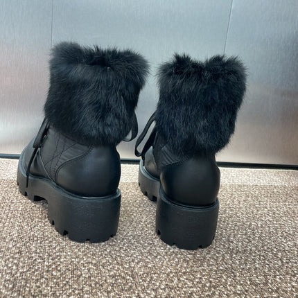 DIOR 25S D-MAJOR ANKLE BOOTS WICKER STYLE 35MM IN BLACK CALFSKIN AND CANVAS