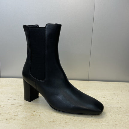 YSL 25S HEELED ANKLE BOOTS 70 MM IN BLACK SMOOTH LAMBSKIN