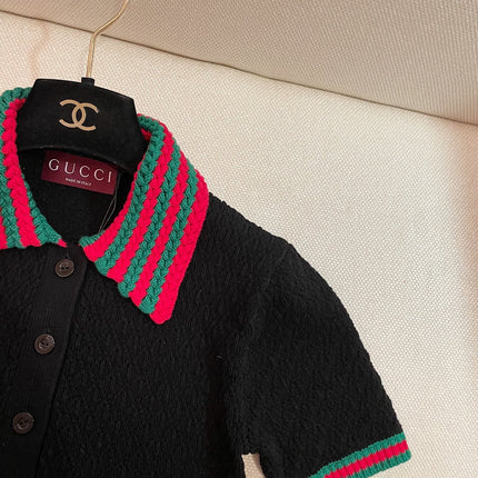 GUCCI SHORT-SLEEVE KNIT POLO SHIRT STYLE 112