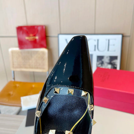 ROCKSTUD CAGED MULES 5 CM IN BLACK CALFSKIN