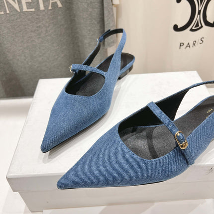 JUDY FLAT SLINGBACK IN BLUE DENIM