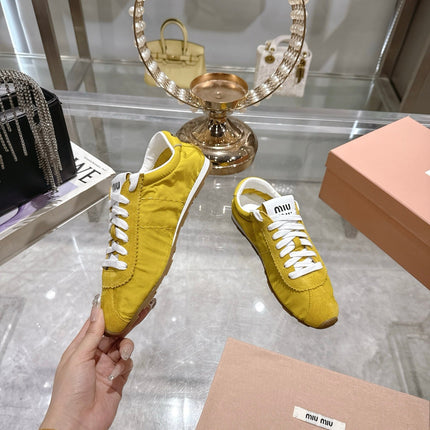 PLUME NAPPA SNEAKERS IN YELLOW SUEDE AND CANVAS