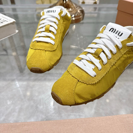 PLUME NAPPA SNEAKERS IN YELLOW SUEDE AND CANVAS