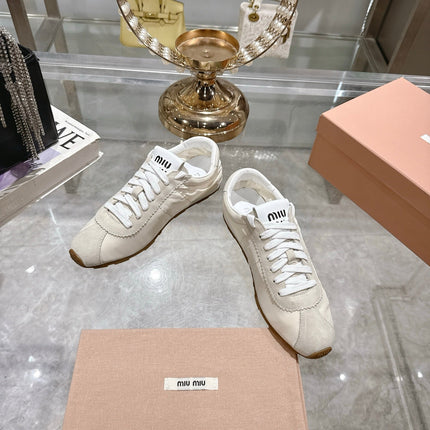 PLUME NAPPA SNEAKERS IN OFF WHITE SUEDE AND CANVAS