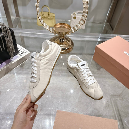 PLUME NAPPA SNEAKERS IN OFF WHITE SUEDE AND CANVAS