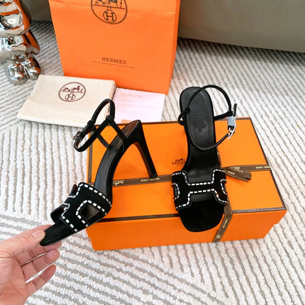 HIGH SANDAL 8.5 CM IN BLACK SUEDE