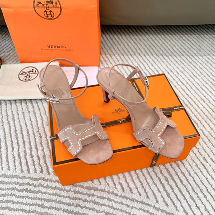 HIGH SANDAL 8.5 CM IN PEACH PINK SUEDE