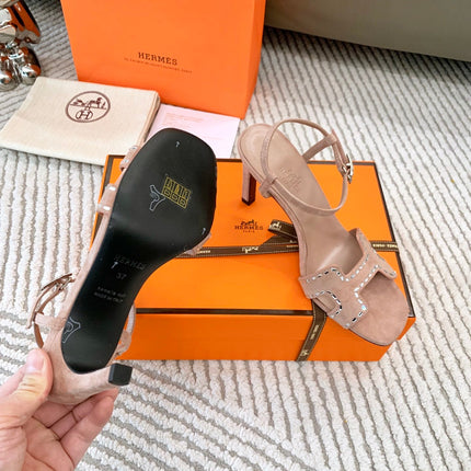 HIGH SANDAL 8.5 CM IN PEACH PINK SUEDE