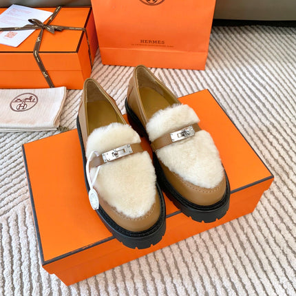 ICONE LOAFER IN PERU BROWN CALFSKIN WITH WHITE SHEARLING