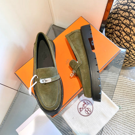 ICONE LOAFER IN ARMY GREEN SUEDE