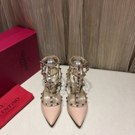 ROCKSTUD CAGED PUMP 65MM IN PEACHY MIX LIGHT PINK PATENT CALFSKIN