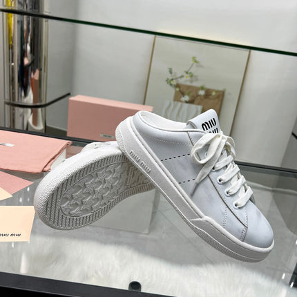 SNEAKER MULES IN WHITE BLEACHED CALFSKIN