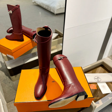 STIVALI JUMPING IN WINE RED CALFSKIN