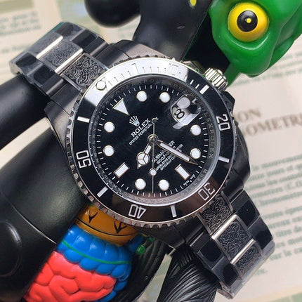 SUBMARINER DATE 40 CUSTOM ALL BLACK HAND ENGRAVED