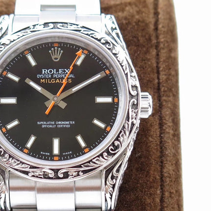 MILGAUSS 40 HAND ENGRAVED CASE BLACK DIAL