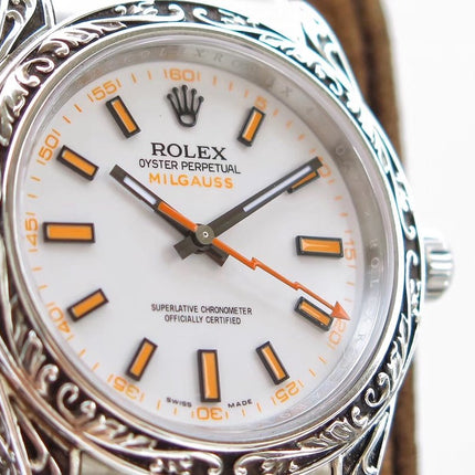 MILGAUSS 40 HAND ENGRAVED CASE WHITE DIAL