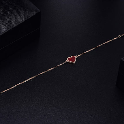 HEART CARNELIAN PINK GOLD BRACELET