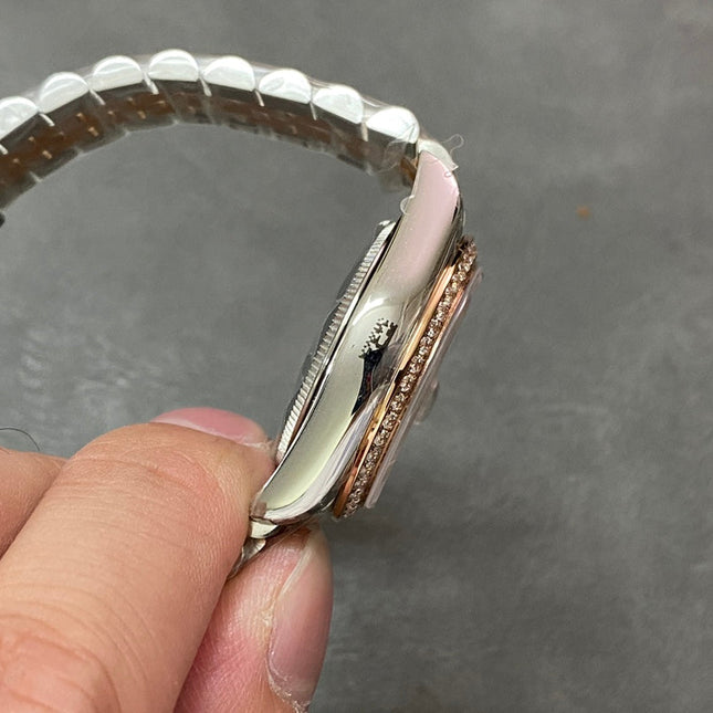 DATEJUST 31MM PINK GOLD STEEL CHOCOLATE DIAL