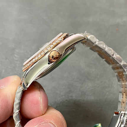 DATEJUST 31MM PINK GOLD STEEL CHOCOLATE DIAL