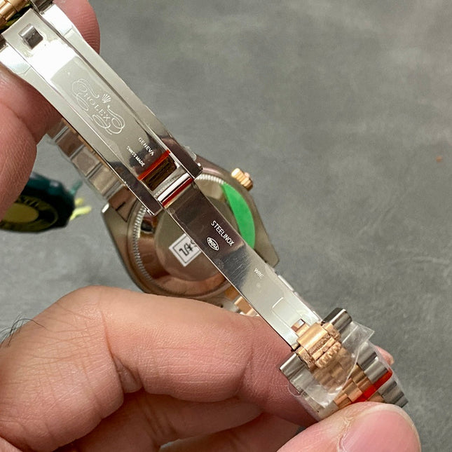 DATEJUST 31MM PINK GOLD STEEL CHOCOLATE DIAL