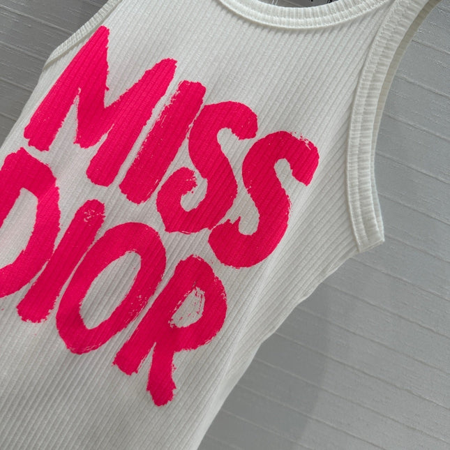 Miss CD Graffiti print striped vest
