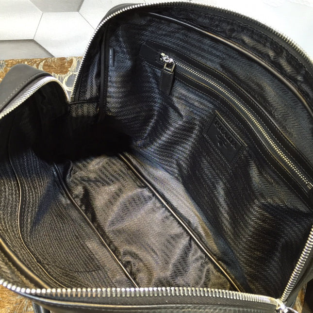 BRIEFCASE 38 IN BLACK SMOOTH LAMBSKIN