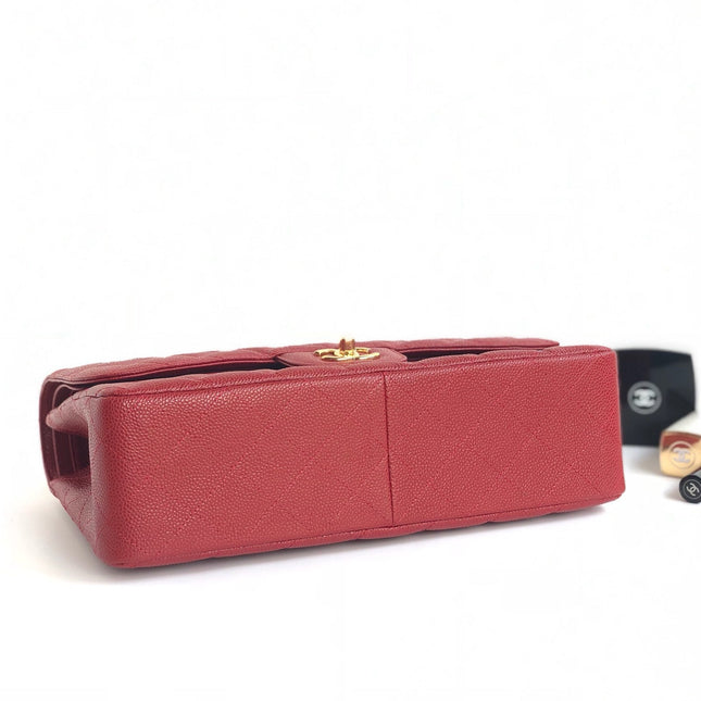 FLAP BAG JUMBO 30CM RED CAVIAR GOLD HARDWARE
