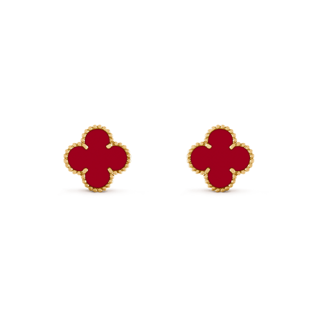 CLOVER MEDIUM CARNELIAN PINK GODL EARRINGS