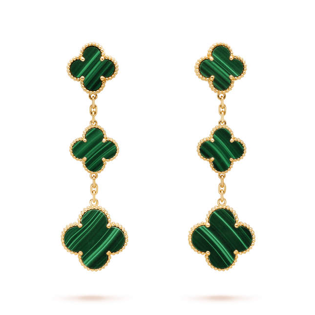 CLOVER MALACHITE 3 MOTIFS GOLD