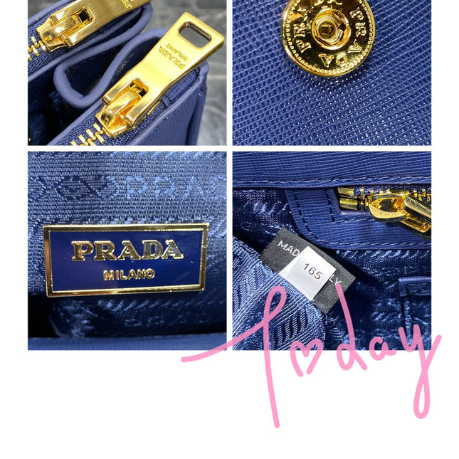PRA GALLERIA 32 BAG IN NAVY BLUE SAFFIANO LEATHER