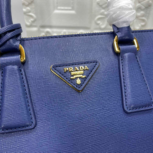 PRA GALLERIA 32 BAG IN NAVY BLUE SAFFIANO LEATHER