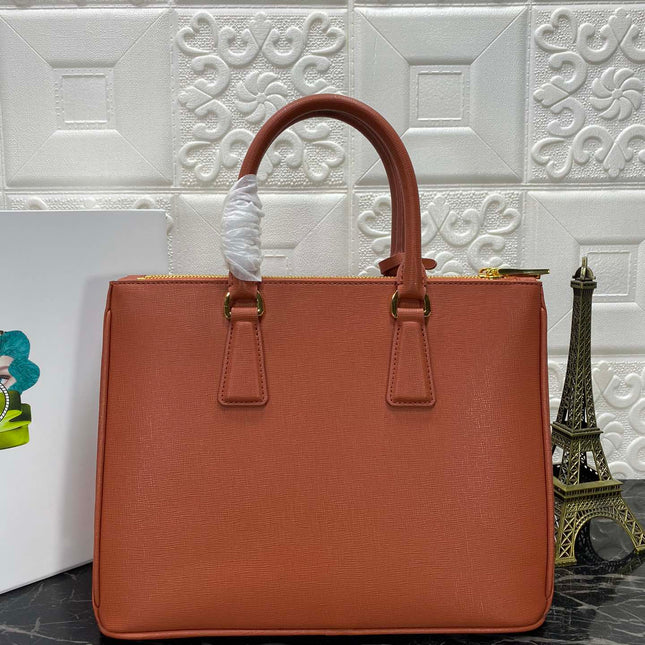 PRA GALLERIA 32 BAG IN BRONZE ORANGE SAFFIANO LEATHER