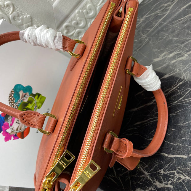 PRA GALLERIA 32 BAG IN BRONZE ORANGE SAFFIANO LEATHER