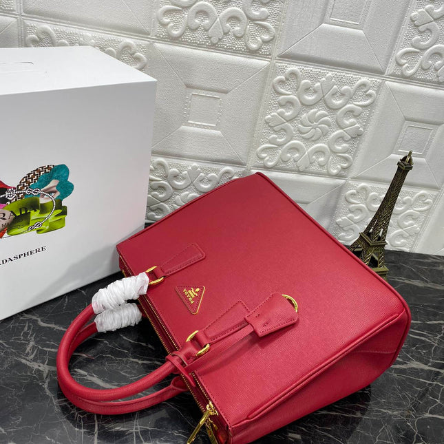 PRA GALLERIA 32 BAG IN CHERRY RED SAFFIANO LEATHER