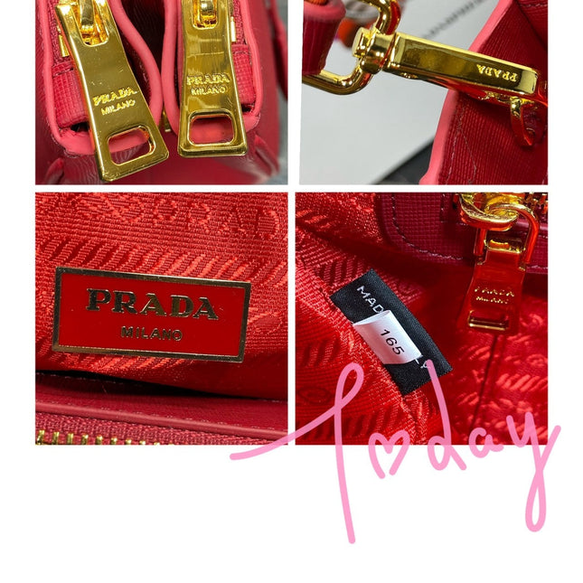 PRA GALLERIA 32 BAG IN CHERRY RED SAFFIANO LEATHER