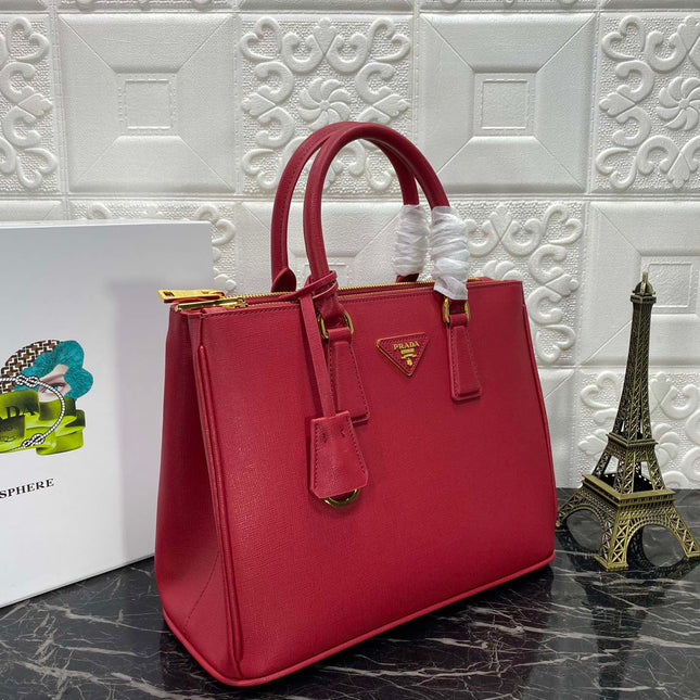 PRA GALLERIA 32 BAG IN CHERRY RED SAFFIANO LEATHER